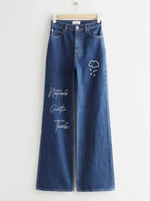 DARK BLUE NATURE GENTLE TEARS WIDE LEG JEANS - THE VOGUE APPARELS